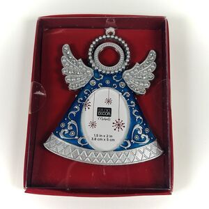 Studio Decor Michaels Christmas Angel Rhinestones Ornament Picture Frame Blue